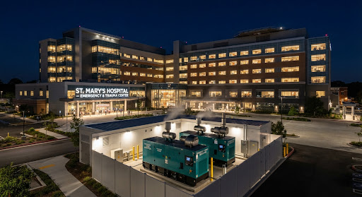 Exterior of a hospital building at night